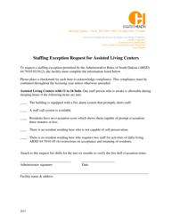 Staffing Exception Request for Assisted Living Centers - 11 to 16 Beds - South Dakota