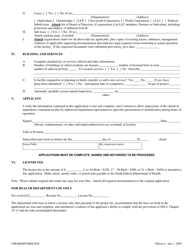 Application for License to Operate a Chemical Dependency Treatment Facility - South Dakota, Page 2