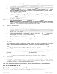 Application for License to Operate a Hospital - South Dakota, Page 2