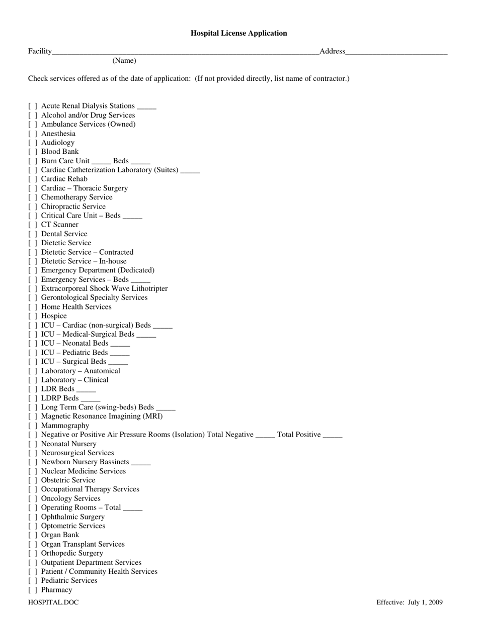 Application for License to Operate a Hospital - South Dakota, Page 3
