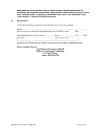 Residential Living Center Registration Form - South Dakota, Page 2