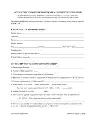 Document preview: Application for License to Operate a Community Living Home - South Dakota
