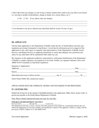 Application for License to Operate a Community Living Home - South Dakota, Page 2