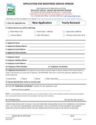&quot;Application for Registered Service Person&quot; - Utah