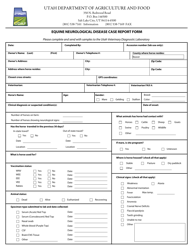 Document preview: Equine Neurological Disease Case Report Form - Utah