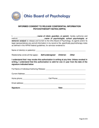 Informed Consent to Release Confidential Information - Ohio, Page 2