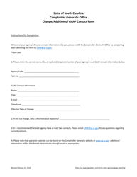 Change/Addition of Gaap Contact Form - South Carolina