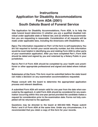 Document preview: Form ADA Application for Disability Accommodation - South Dakota