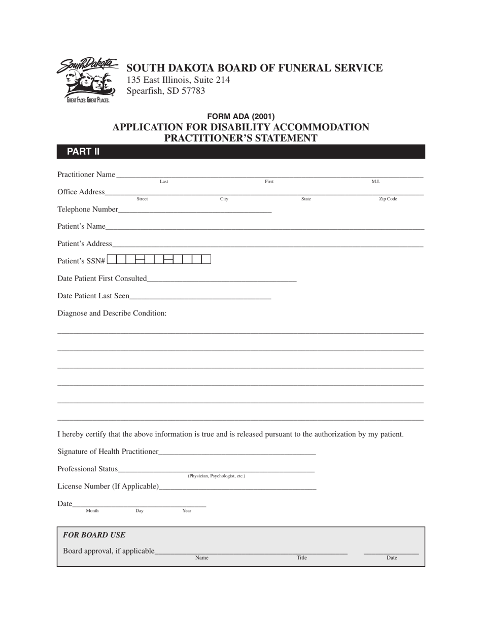 Form Ada Fill Out Sign Online And Download Printable Pdf South Dakota Templateroller 8732