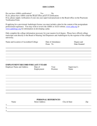 Application for License to Practice Audiology - South Dakota, Page 2
