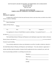 Verification of Audiology Licensure in Other State - South Dakota, Page 2