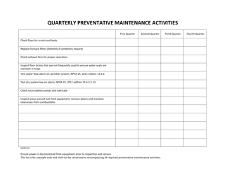 Document preview: Quarterly Preventative Maintenance Activities - South Dakota
