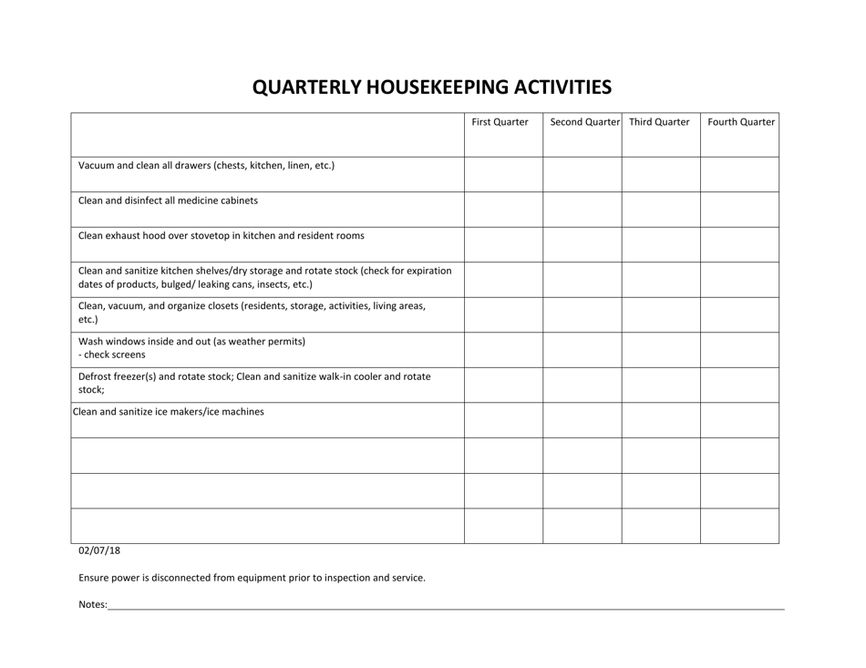 Quarterly Housekeeping Activities - South Dakota, Page 1