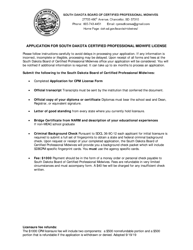 Document preview: Application for South Dakota Certified Professional Midwife License - South Dakota