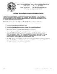 Document preview: Application for South Dakota Certified Professional Midwife Student License - South Dakota