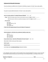 Application for Certified Professional Midwife License Renewal - South Dakota, Page 3