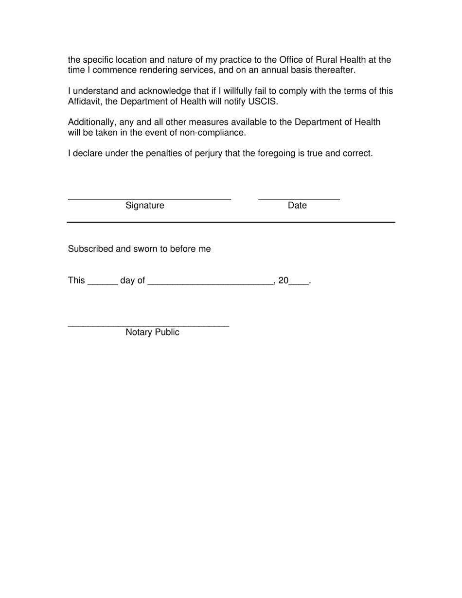 J-1 Visa Waiver Affidavit for the State of South Dakota - South Dakota, Page 2