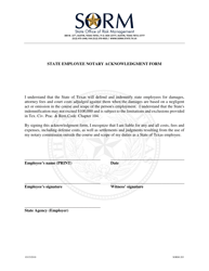 Document preview: Form SORM-203 State Employee Notary Acknowledgment Form - Texas