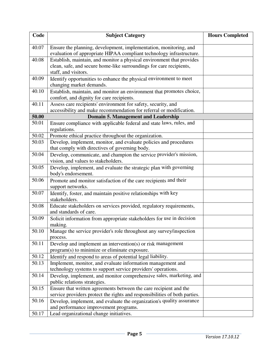 Administrator-In-training Documentation of Completion Form - South Dakota, Page 5