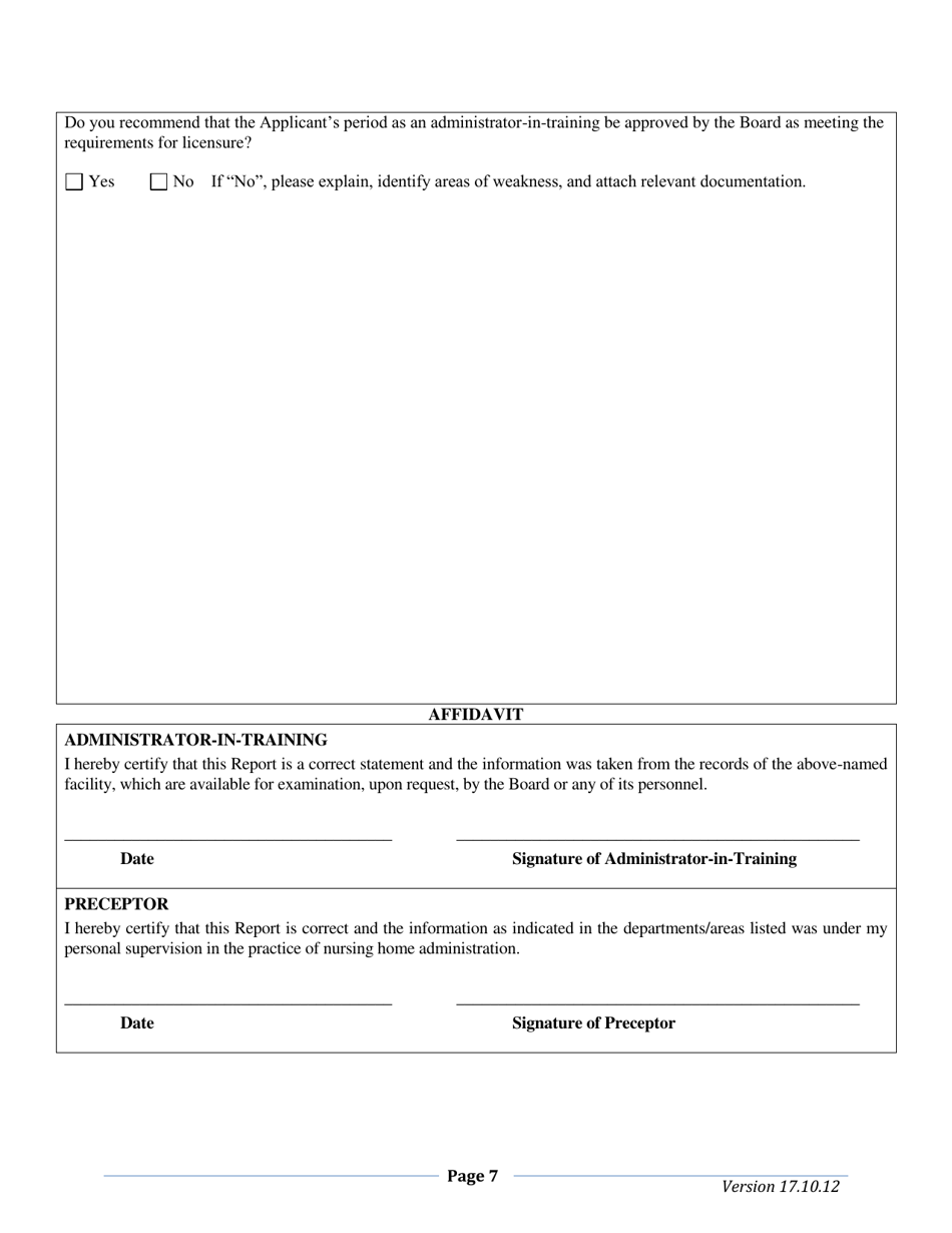 Administrator-In-training Documentation of Completion Form - South Dakota, Page 7