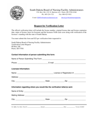 Document preview: Request for Verification Letter - South Dakota