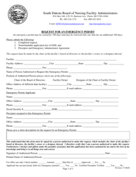 Request for an Emergency Permit - South Dakota