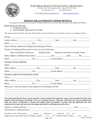 Request for an Emergency Permit Renewal - South Dakota