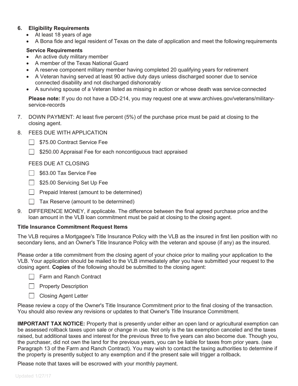 Land Loan Application Packet - Texas, Page 4