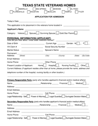 Veterans Home Application for Admission - Texas, Page 3