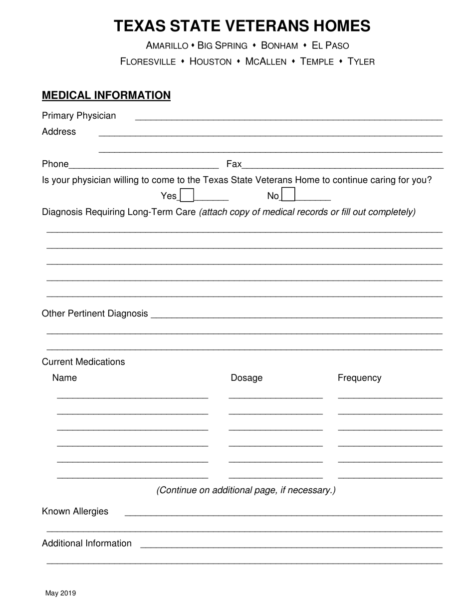 Veterans Home Application for Admission - Texas, Page 4