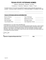 Veterans Home Application for Admission - Texas, Page 7