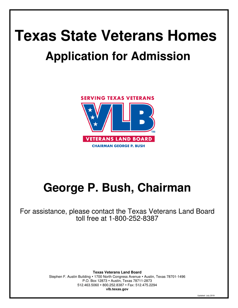 Texas Veterans Home Application for Admission Fill Out, Sign Online