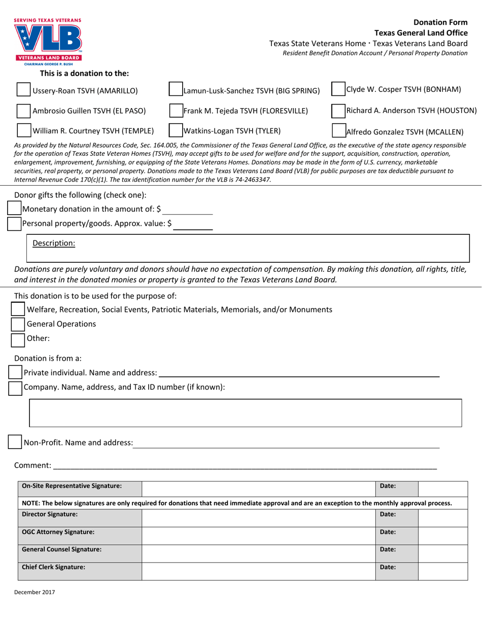 Texas Texas State Veterans Homes Donation Form - Fill Out, Sign Online 