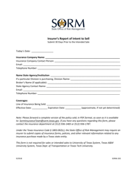 Document preview: Form SORM-202 Insurer's Report of Intent to Sell - Texas