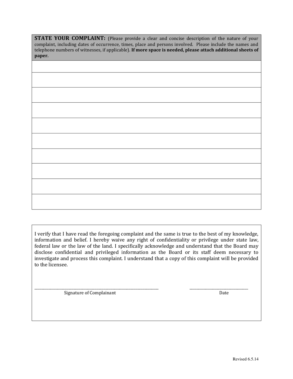 Board of Nursing Facility Administrators Complaint Form - South Dakota, Page 2
