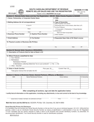 Form SCDOR-111 RS Remote Seller Sales and Use Tax Registration - South Carolina