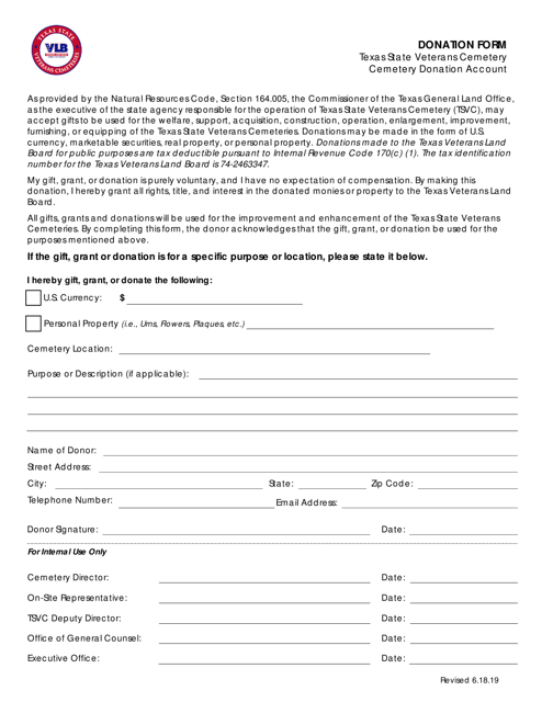 General Donation Form - Texas Download Pdf