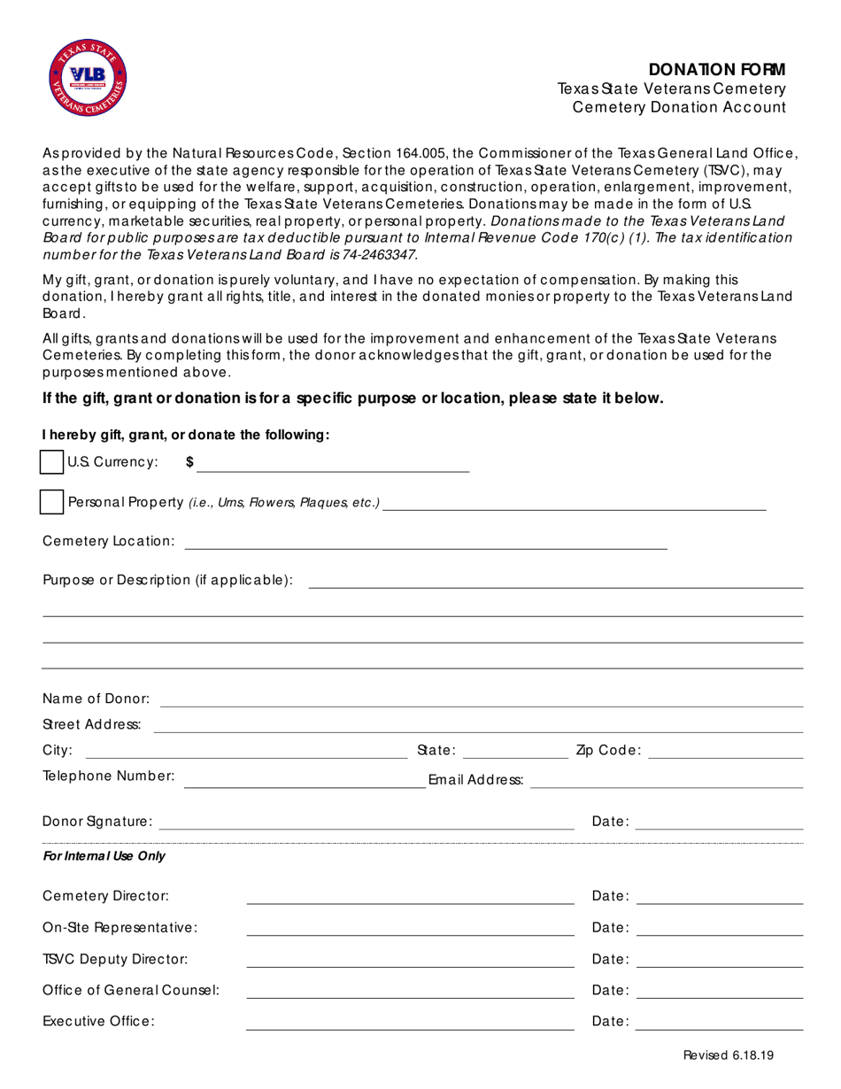 General Donation Form - Texas, Page 1