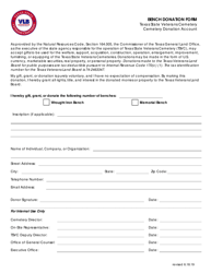 Document preview: Bench Donation Form - Texas