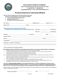 Practical Experience Internship Affidavit - South Dakota