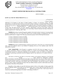 Surety Bond for Mechanical Contractors - South Carolina, Page 2