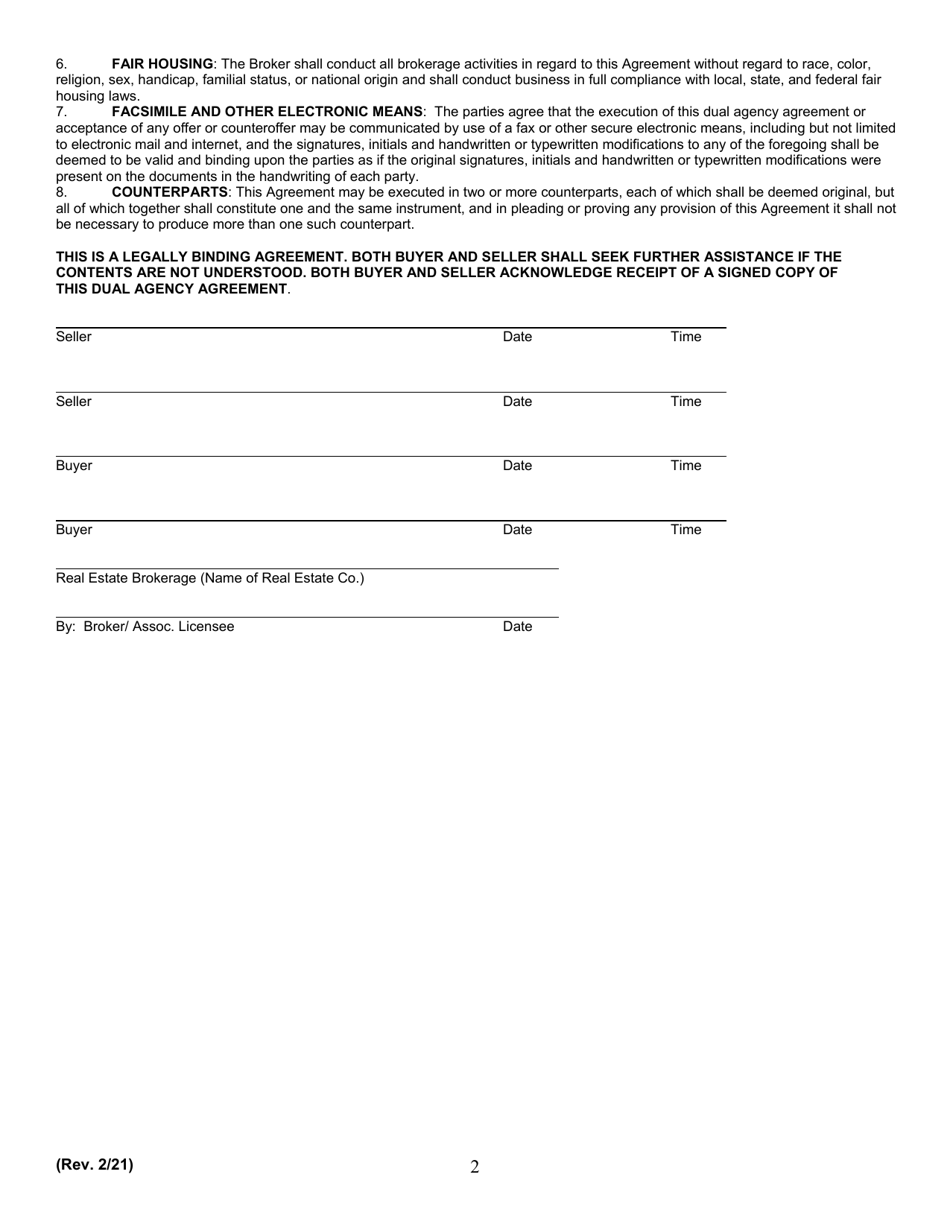 Dual Agency Agreement - South Carolina, Page 2