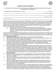 Designated Agency Agreement - South Carolina