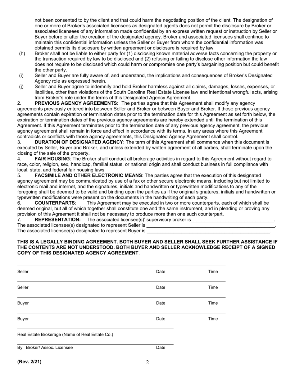 Designated Agency Agreement - South Carolina, Page 2