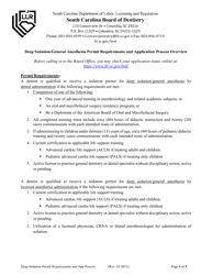 Document preview: Deep Sedation/General Anesthesia Permit Application - South Carolina