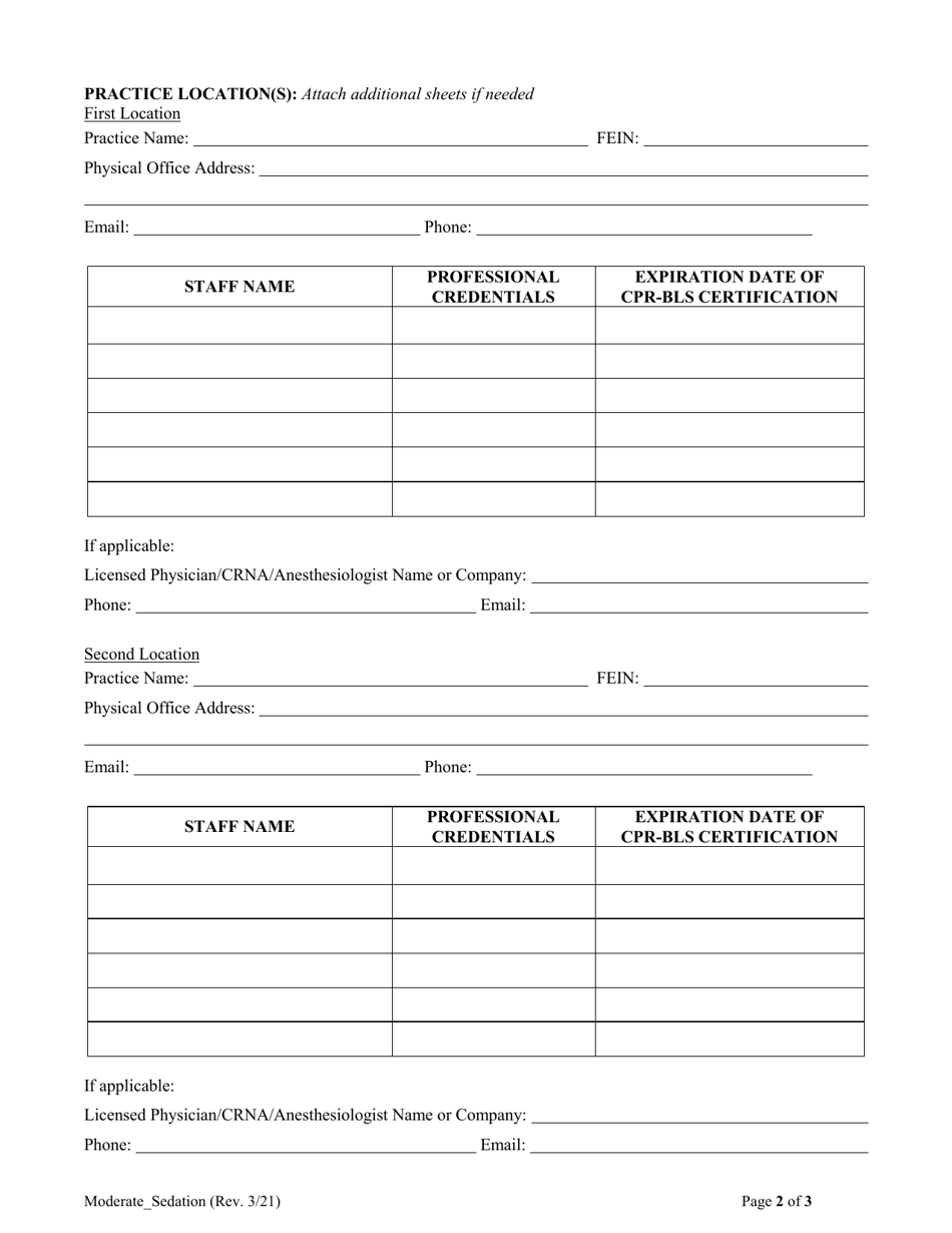 Moderate Sedation Permit Application - South Carolina, Page 5