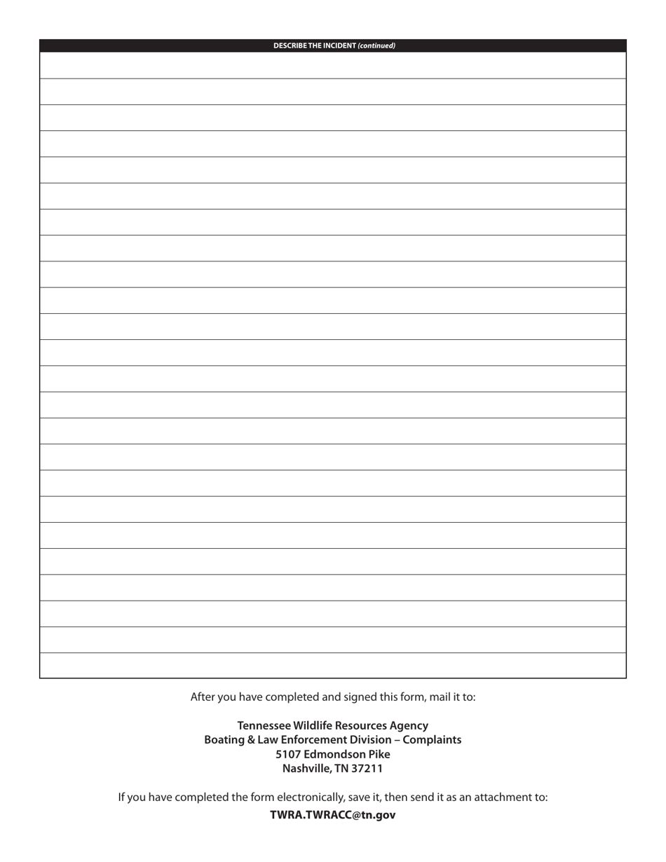 Form WR-1133 Complaint Against Agency Employee - Tennessee, Page 2