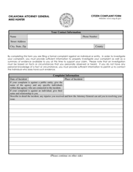 Citizen Complaint Form - Oklahoma
