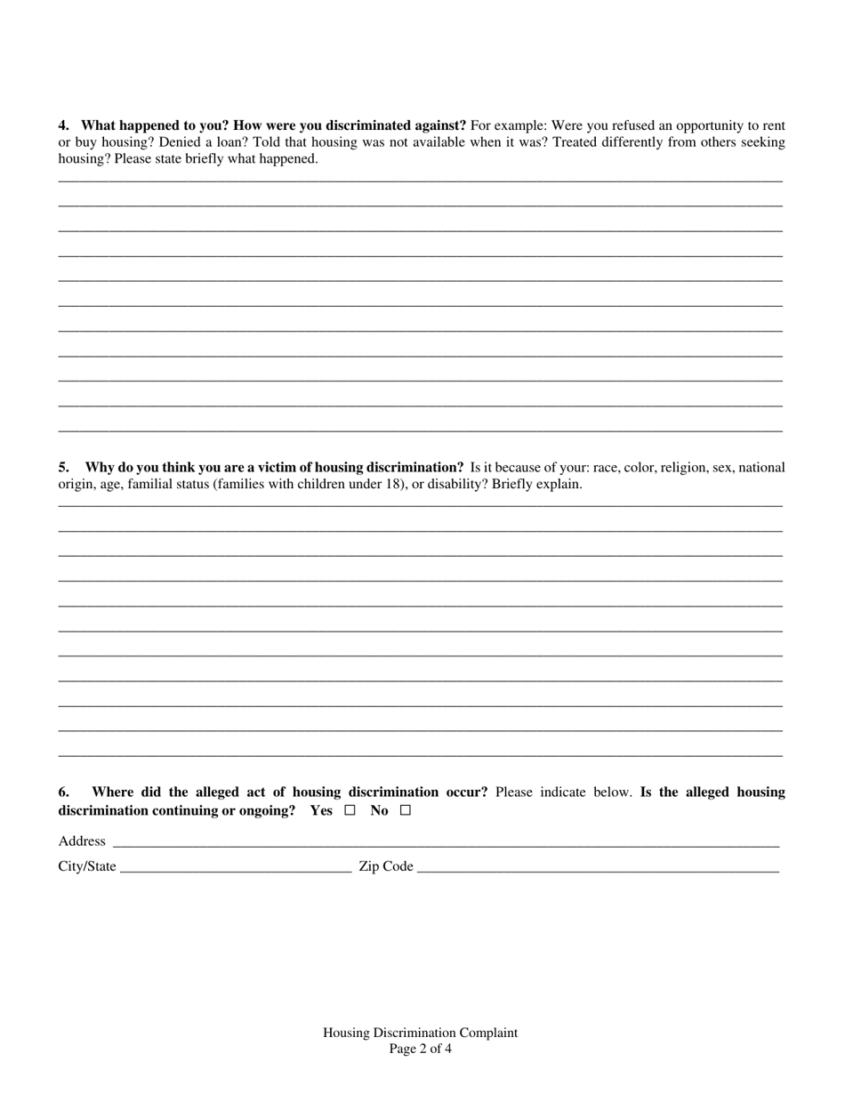 Housing Discrimination Complaint - Oklahoma, Page 3