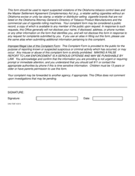 Form OAG-TOB7 Tobacco Complaint Form - Oklahoma, Page 3